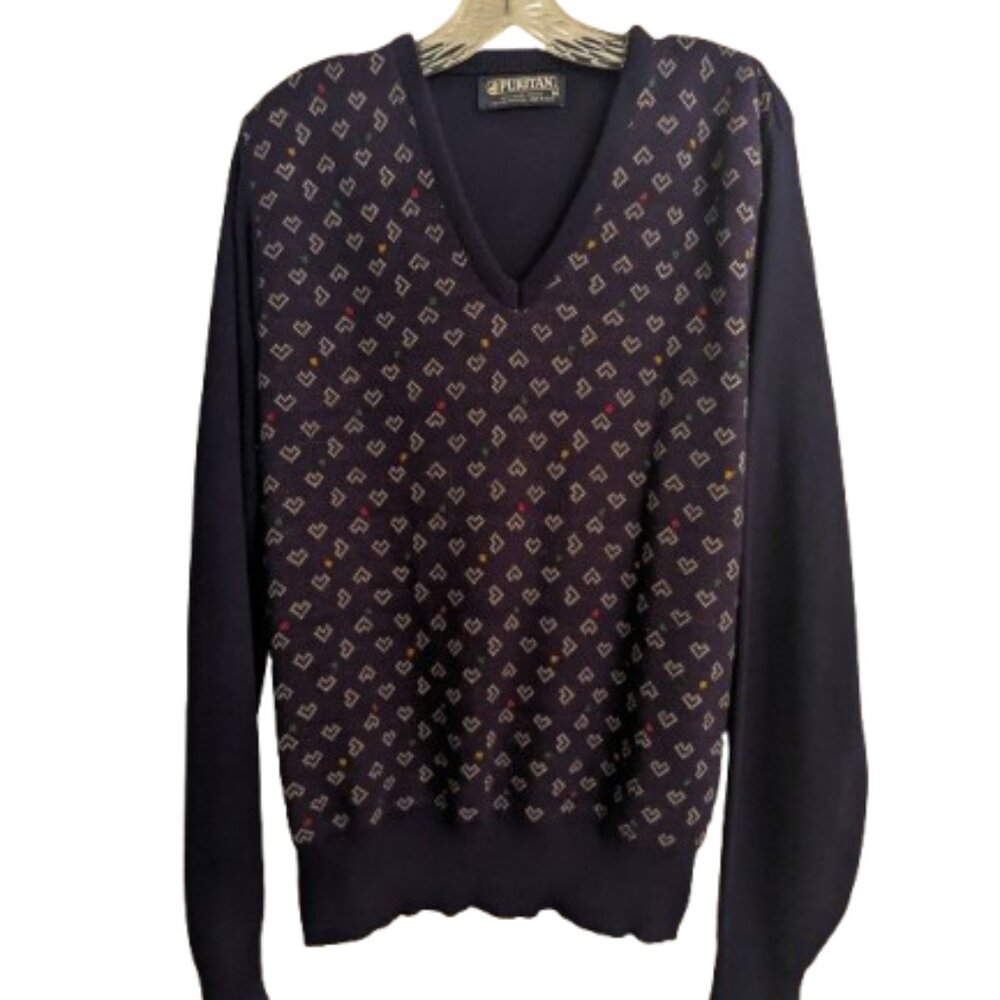 Vintage Puritan Hearts Sweater Medium